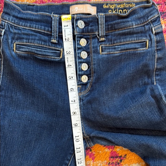 7 For All Mankind Blue High Rise Jeans Slim Fit - Picture 3 of 7